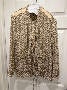 Benares Printed Zip Front Lightweight Jacket Size Small